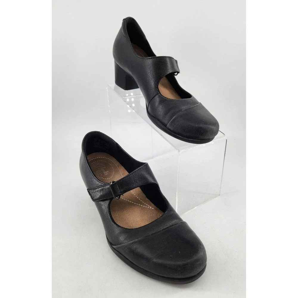 Clarks Artisan Rosalyn Wren Mary Jane Heels Womens‎ 7M Leather Block Heel